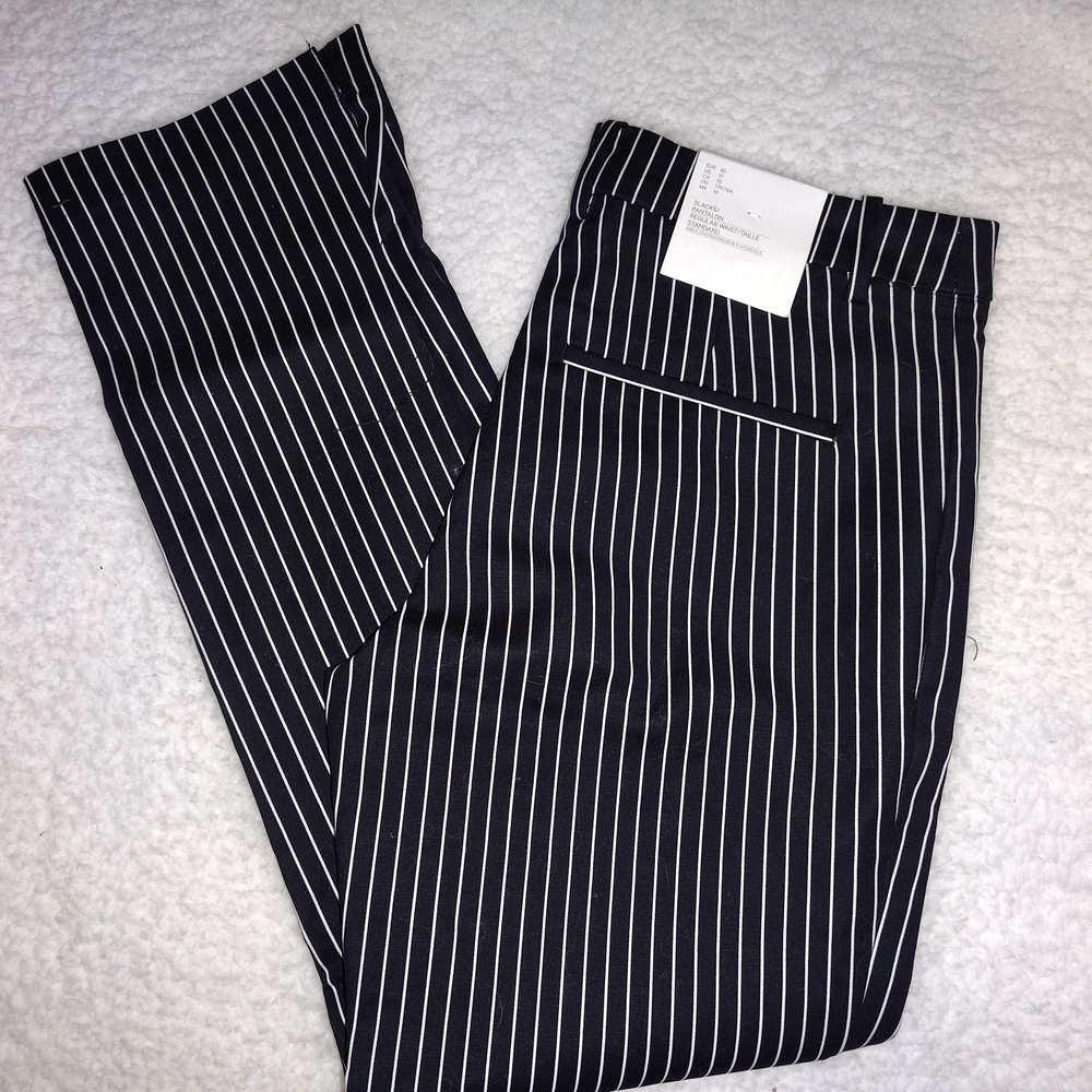 H&M Black and White Striped Dress Pants